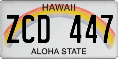 HI license plate ZCD447