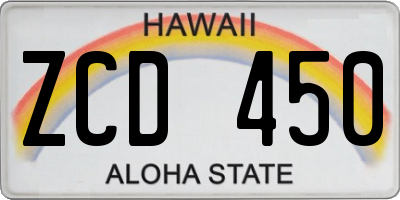 HI license plate ZCD450