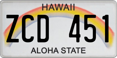 HI license plate ZCD451