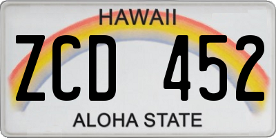 HI license plate ZCD452