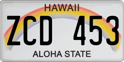 HI license plate ZCD453