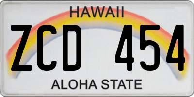 HI license plate ZCD454