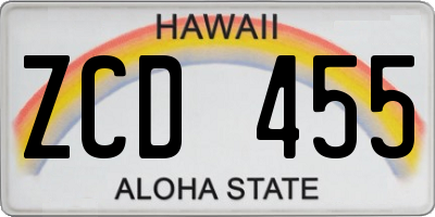HI license plate ZCD455