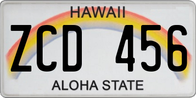 HI license plate ZCD456