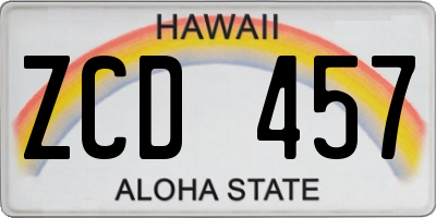 HI license plate ZCD457