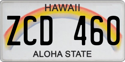 HI license plate ZCD460