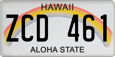HI license plate ZCD461