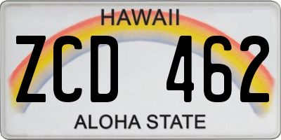 HI license plate ZCD462