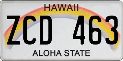 HI license plate ZCD463