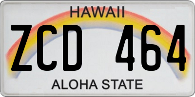 HI license plate ZCD464