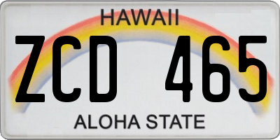 HI license plate ZCD465