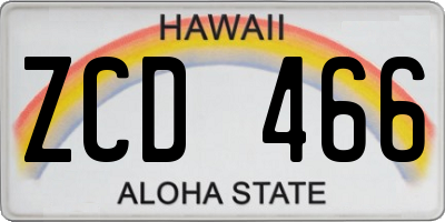 HI license plate ZCD466