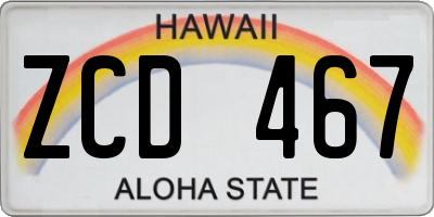 HI license plate ZCD467