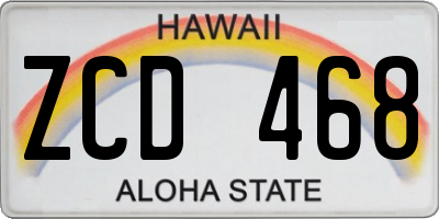 HI license plate ZCD468