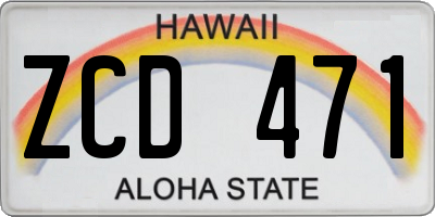 HI license plate ZCD471