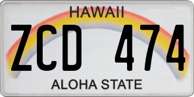 HI license plate ZCD474