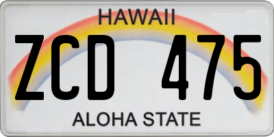 HI license plate ZCD475
