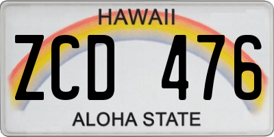 HI license plate ZCD476