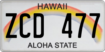 HI license plate ZCD477