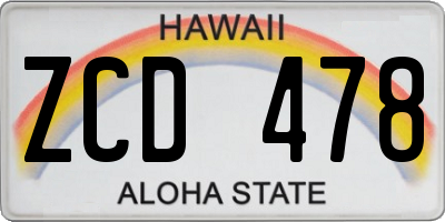 HI license plate ZCD478