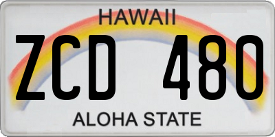HI license plate ZCD480