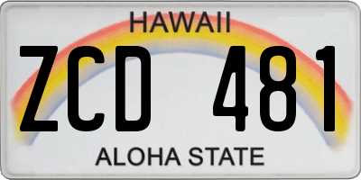 HI license plate ZCD481