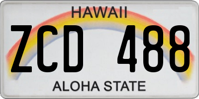 HI license plate ZCD488