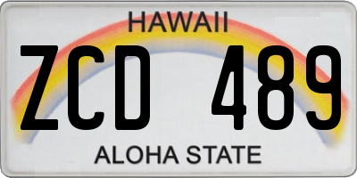 HI license plate ZCD489