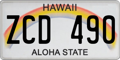 HI license plate ZCD490
