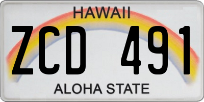 HI license plate ZCD491