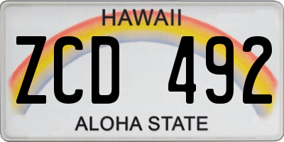 HI license plate ZCD492