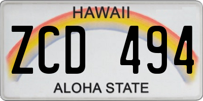 HI license plate ZCD494