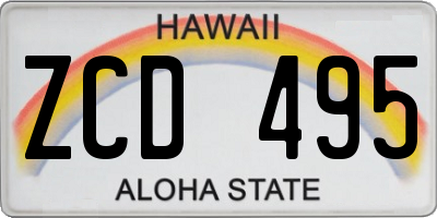 HI license plate ZCD495