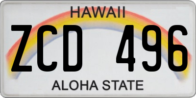 HI license plate ZCD496