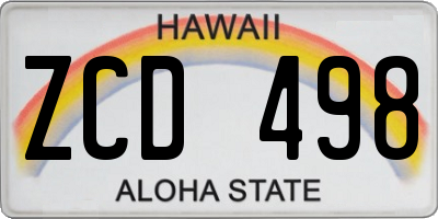HI license plate ZCD498