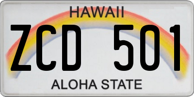 HI license plate ZCD501