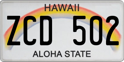 HI license plate ZCD502