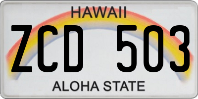 HI license plate ZCD503