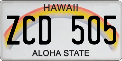 HI license plate ZCD505
