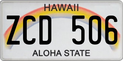 HI license plate ZCD506