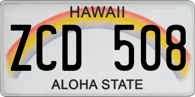 HI license plate ZCD508