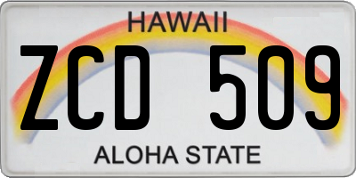 HI license plate ZCD509