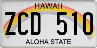HI license plate ZCD510