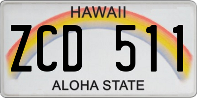 HI license plate ZCD511