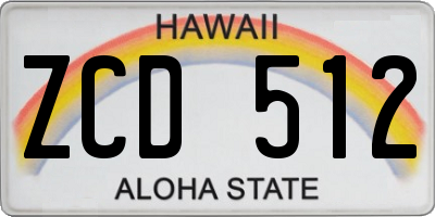HI license plate ZCD512