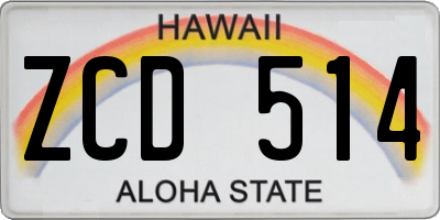 HI license plate ZCD514