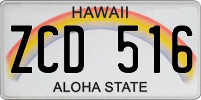 HI license plate ZCD516