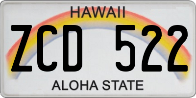 HI license plate ZCD522