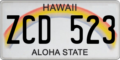 HI license plate ZCD523