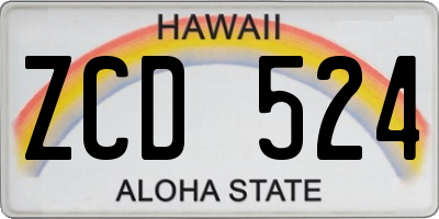 HI license plate ZCD524